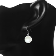 Mother of Pearl Round Silver Earrings - e401